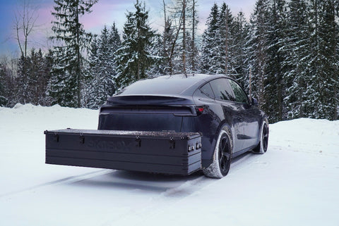 SKIIBOX transportboks for tilhengerfeste – svart